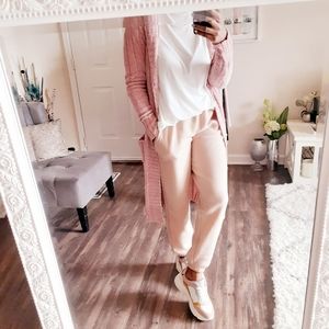 Plush Pink Pocketed Cardigan Sweater Medium